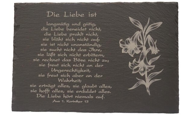 Schiefertafel - Die Liebe ist... mit Motiv