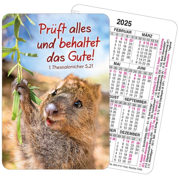 Kalenderkärtchen JL 2025 -  Quokka